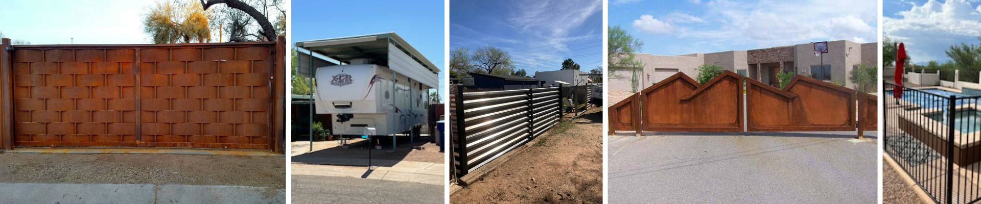 Finished fences, gates, and car ports.